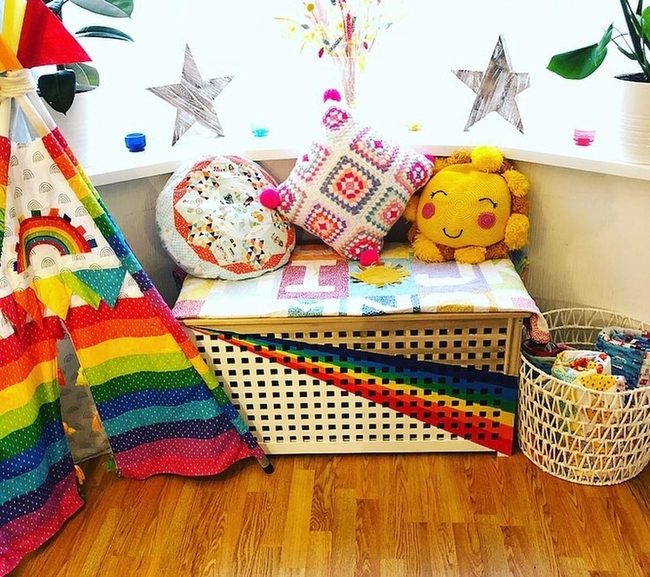 Rainbow Striped Teepee Kids Corner