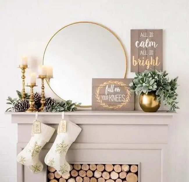 Gold Snowflake Stockings And Candlelight