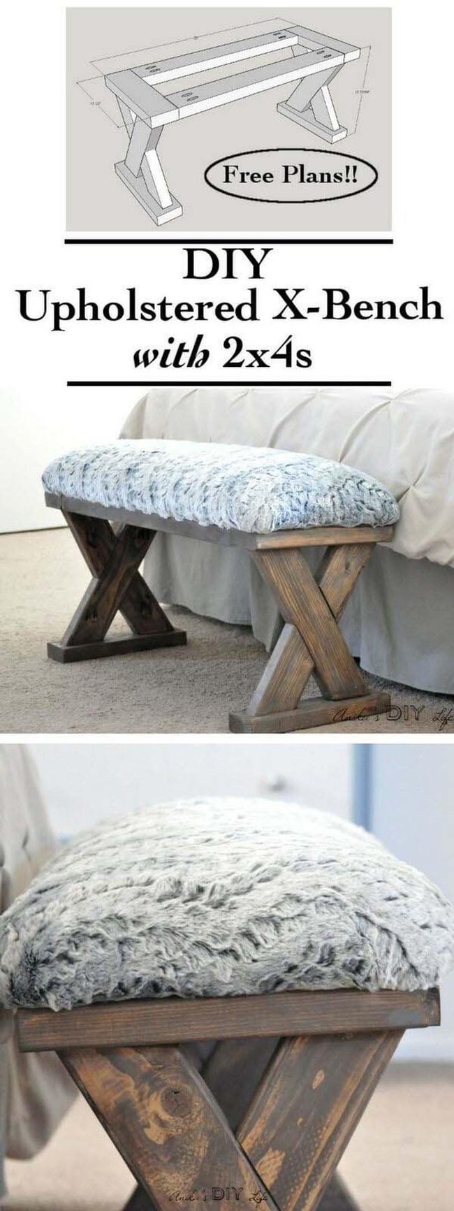 X-Brace Wood Bench Seating