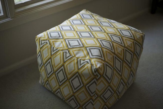 Yellow Diamond Cube Ottoman