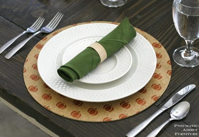Dark Wood Autumn Table Setting