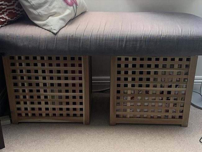 Gray Cushioned Window Seat Storage