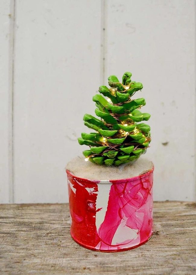 Illuminated Pinecone Forest Display
