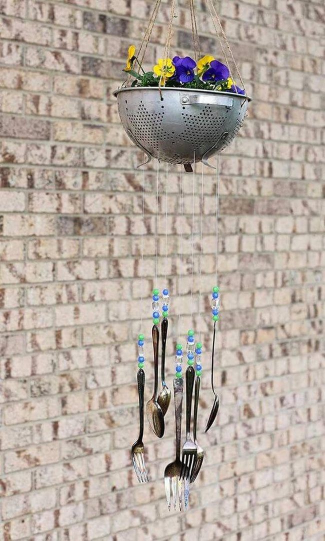 Colander Flowers Hanging Garden