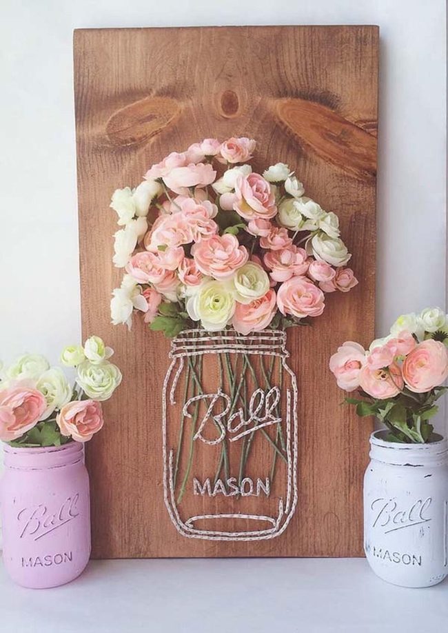 Bright Silk Flowers In Jars