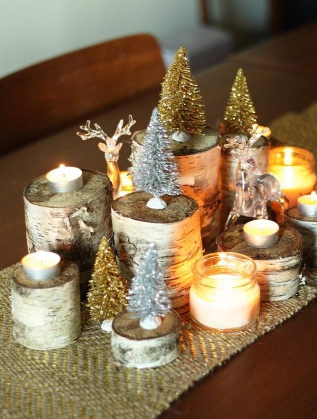Pale Wood Rings Table Centerpiece