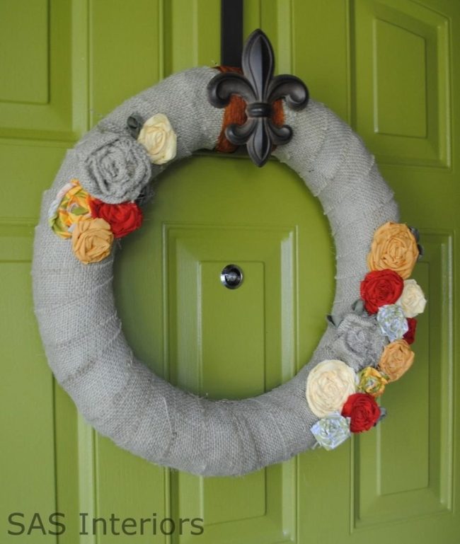 Fresh Green Door With Floral Wreath