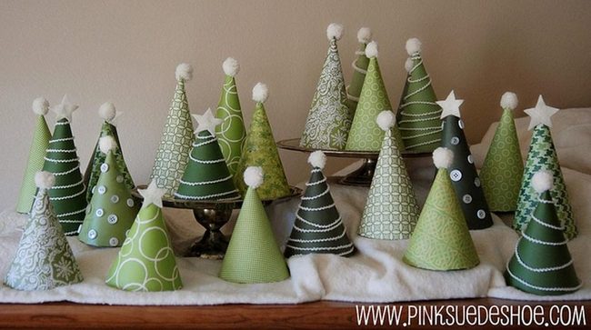 White Pom-Pom Mini Trees