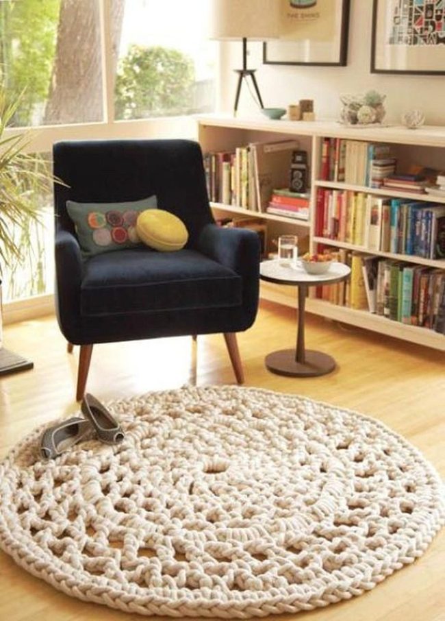 Deep Blue Reading Corner With Book-Filled Shelves