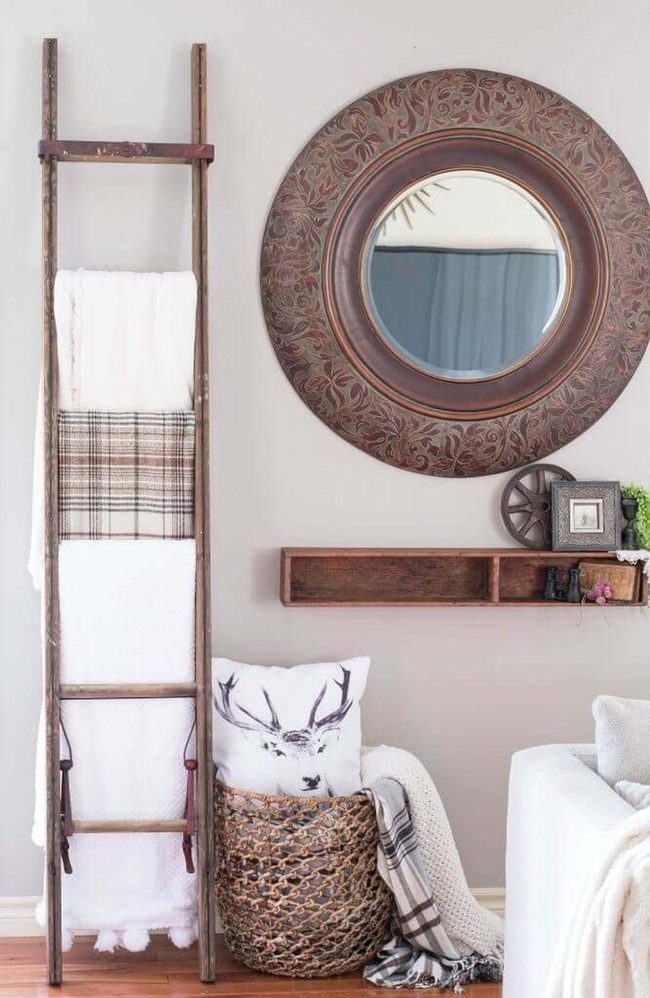Wooden Ladder Wall Display