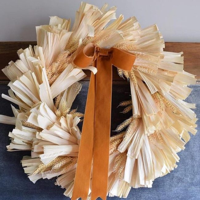 Woven Palm And Wheat Wreath