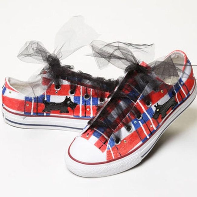 Red Blue Stripe Dog Shoes