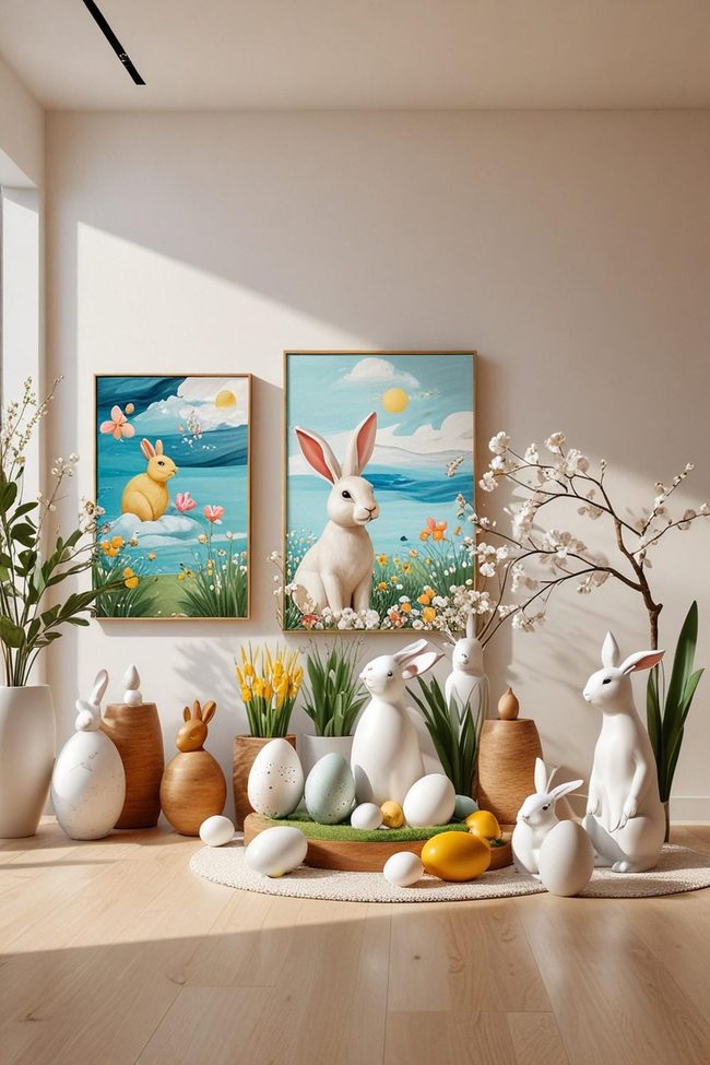 Hand-Painted Easter Art Installations