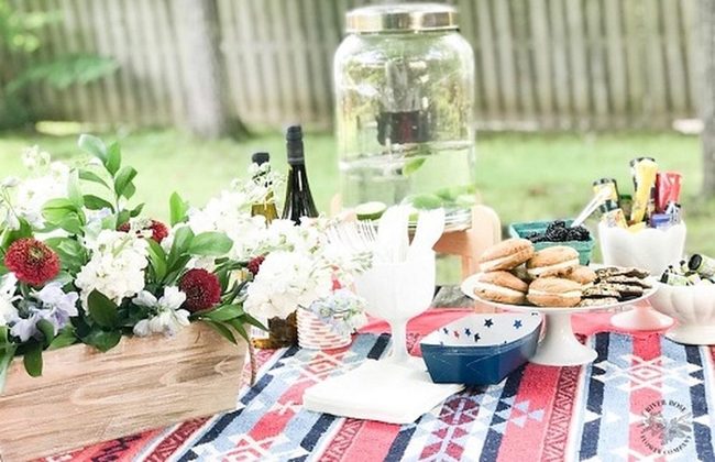 Red, White, Blue Flower Bundle