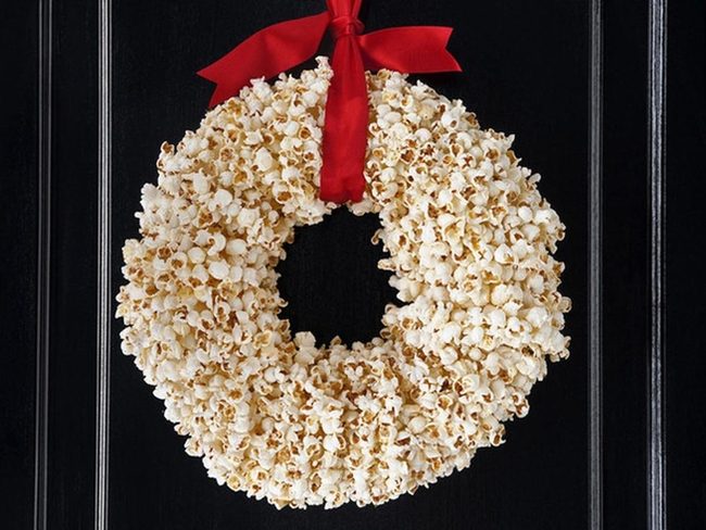 White Kernels Red Ribbon Wreath