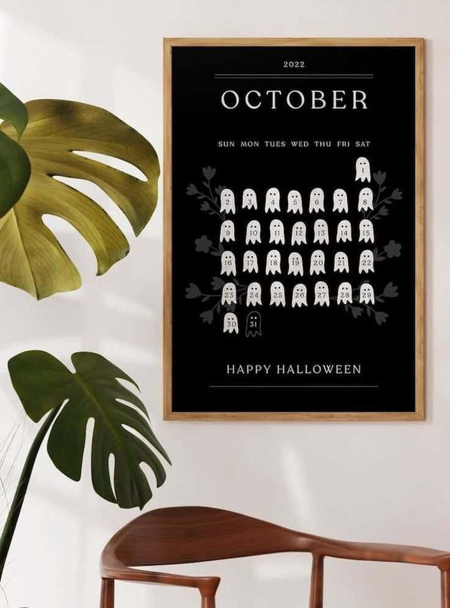 Black Calendar Art Meets Green Plants