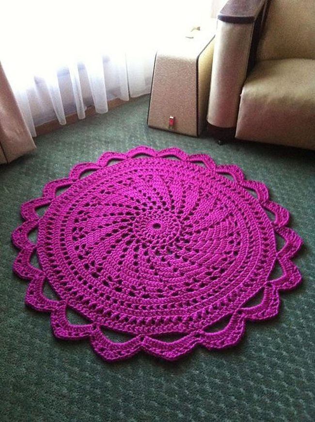 Purple Circle Rug On Green