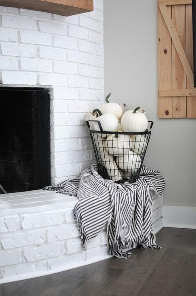White Brick Fireplace Autumn Simplicity