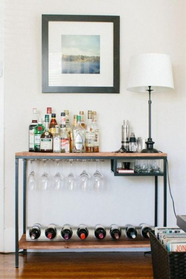 Black Metal Shelves, Warm Wood Floors