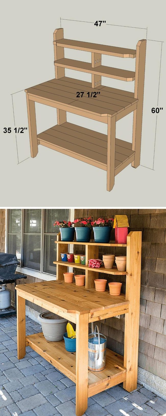 Natural Wood Cottage Planters