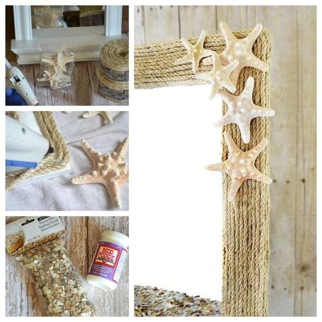 Seashell Frames, Coastal Mirror Art