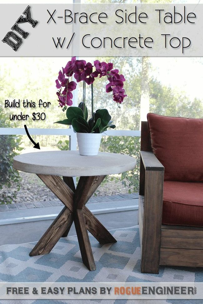 Concrete Wood X-Brace Table