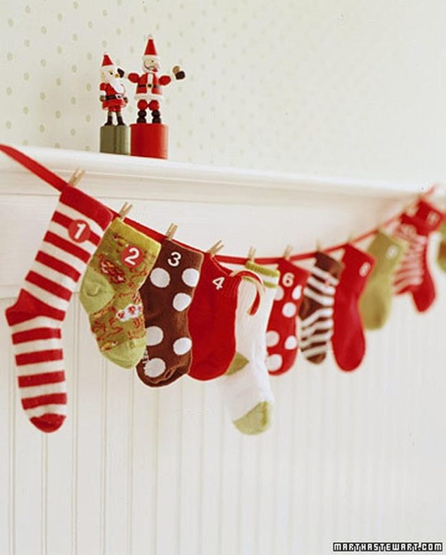 Numbered Stockings Red Green Brown