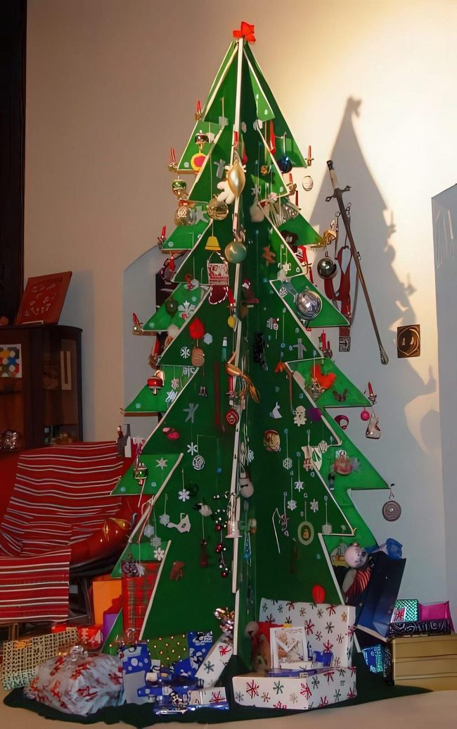 Green Tree With Colorful Ornaments