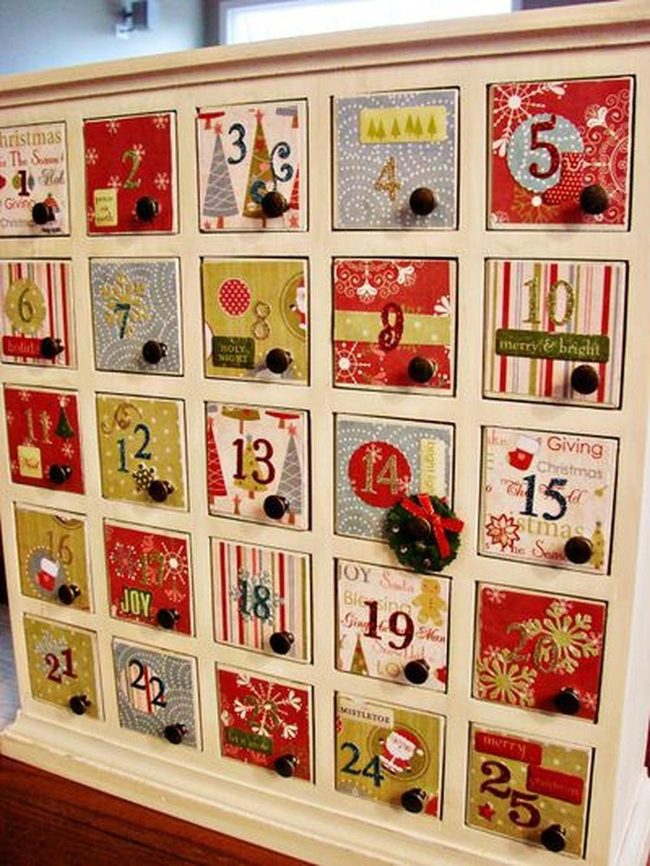 Red And Gold Countdown Drawers