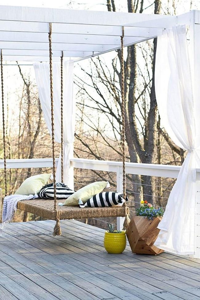 Handwoven Rope Porch Swing