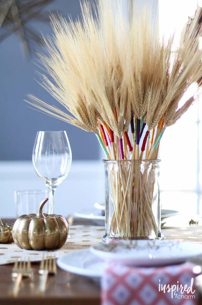 Golden Wheat Bundles With Embroidered Thread