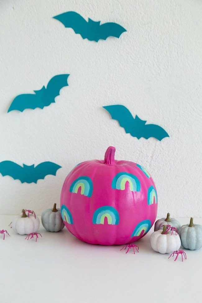 Pink Rainbow Pumpkin Statement