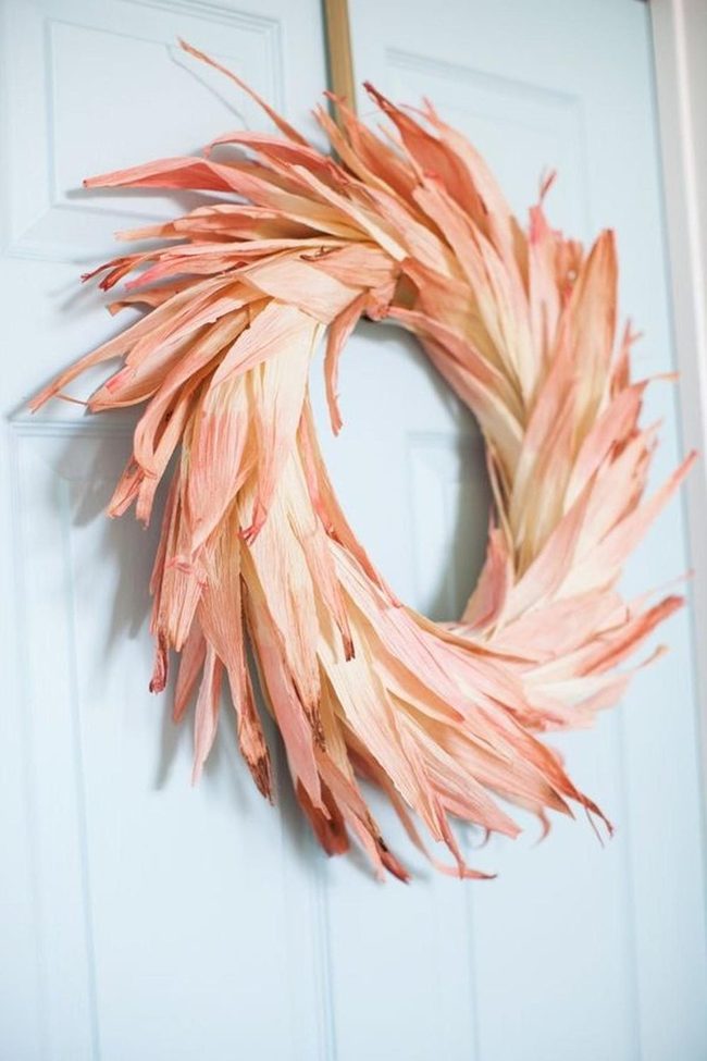 Peach Feather Sunburst Wreath
