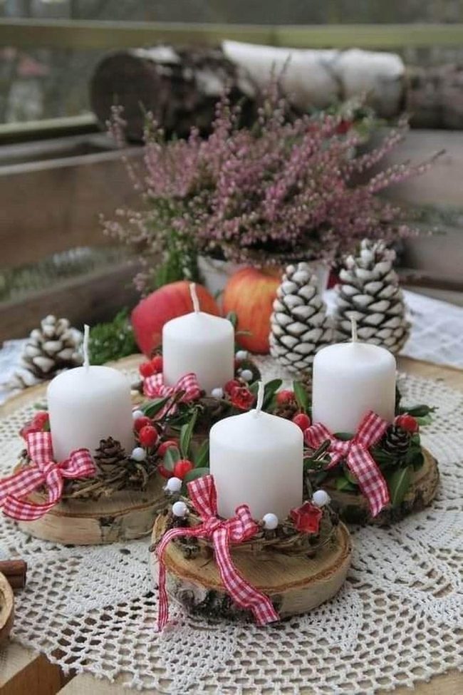 Natural Wood Hollow Candleholders