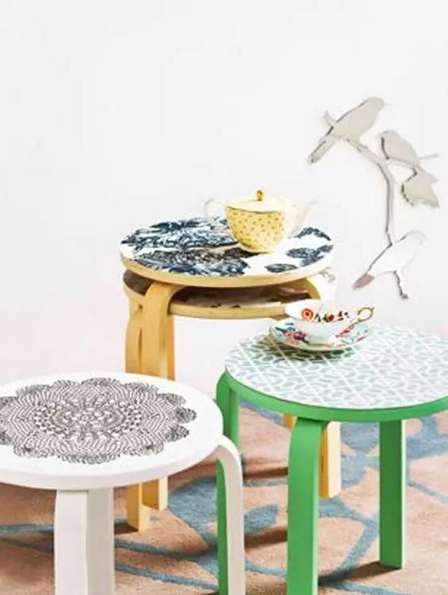 Trio Of Patterned Tea Tables
