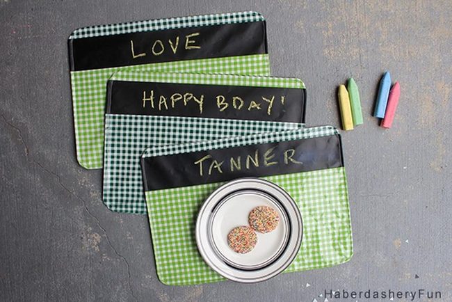Green Checkered Mats With Chalkboard Notes