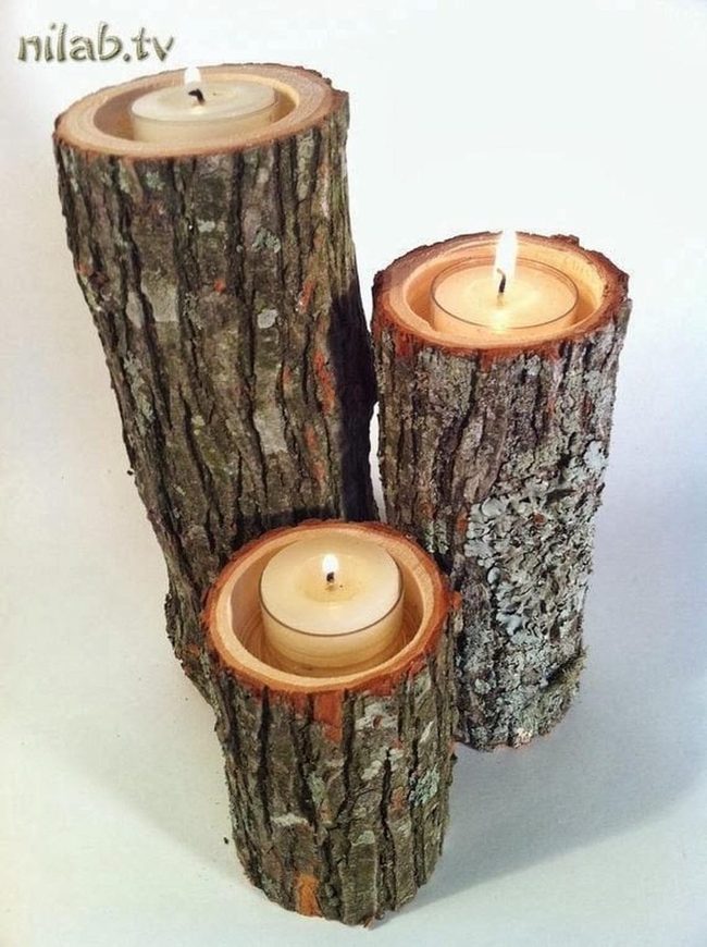 Handcrafted Dark Wood Candleholders