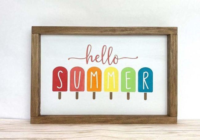 Wooden Sign Bright Popsicles Summer