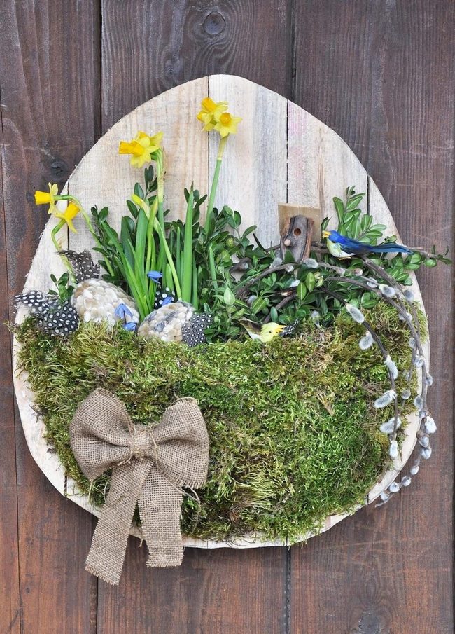 Green Moss, Yellow Blooms, Blue Birds