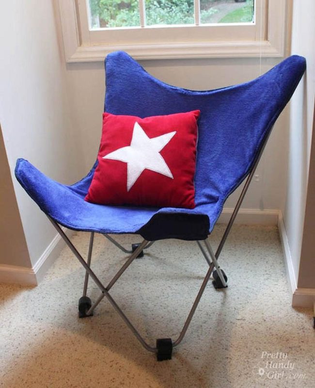 Blue Chairs Pop Against White Walls