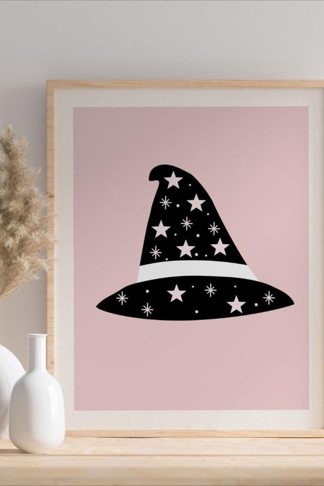 Black Witch Hat Pink Shelves