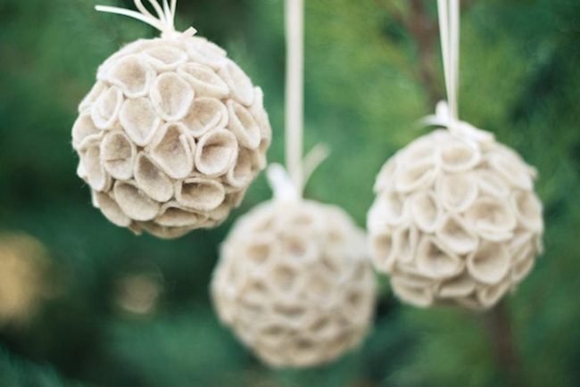 Cream Felt Petals Ornaments