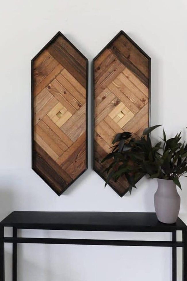 Interwoven Wood Hexagon Wall Art