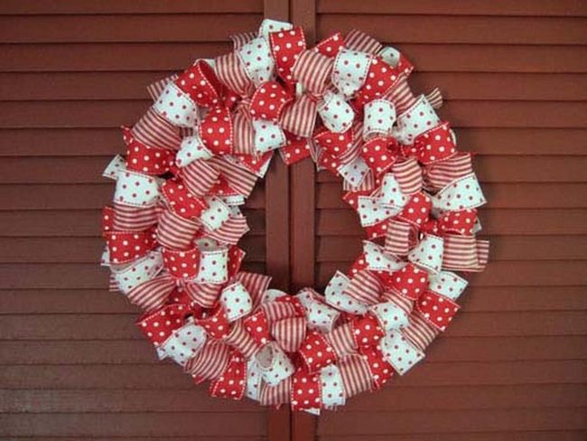 Red And White Ribbon Wreath