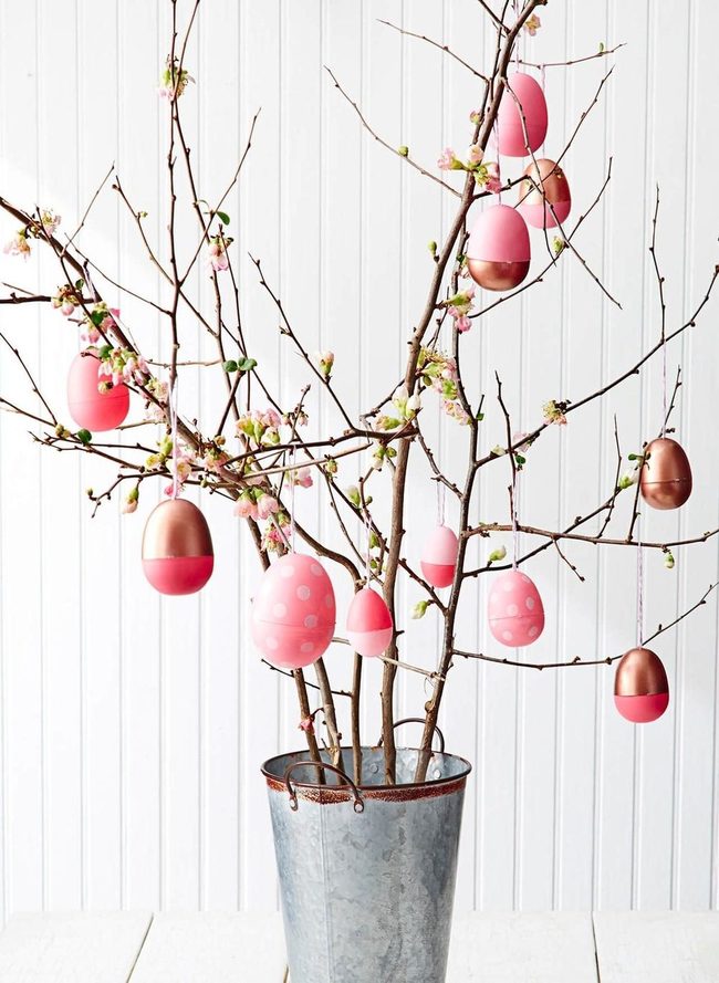 Pastel Eggs On Blooming Branches