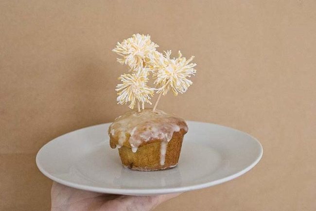 Glazed Muffins With Cream Flourish