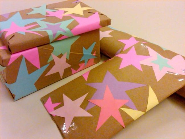 Multicolored Stars On Wrapped Presents