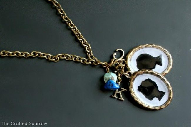 Gold Fish Pendant Black Chain