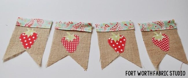 Red Strawberry Burlap Banners
