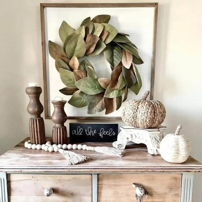 Olive Green and Bronze Autumn Leaves